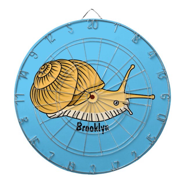 Cute yellow snail cartoon illustration dartboard (Front)