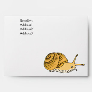 Cute yellow snail cartoon illustration envelope