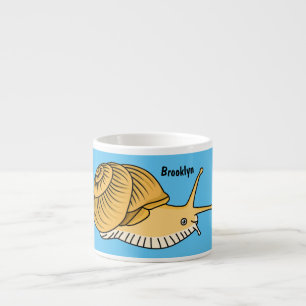 Cute yellow snail cartoon illustration espresso cup