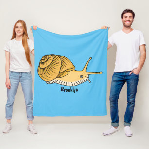 Cute yellow snail cartoon illustration fleece blanket