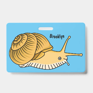 Cute yellow snail cartoon illustration ID badge