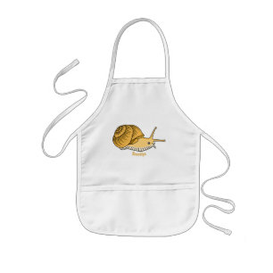Cute yellow snail cartoon illustration kids apron