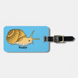 Cute yellow snail cartoon illustration luggage tag