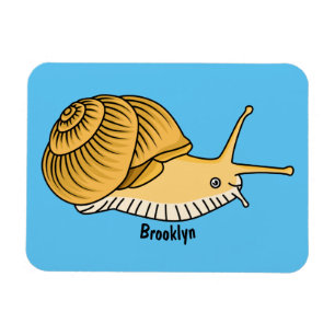 Cute yellow snail cartoon illustration magnet