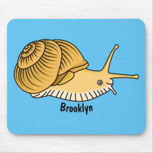 Cute yellow snail cartoon illustration mouse pad