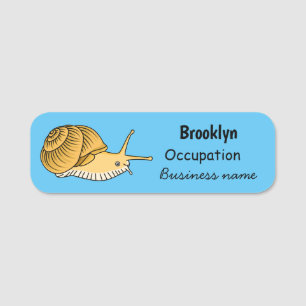 Cute yellow snail cartoon illustration name tag