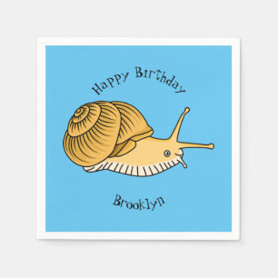 Cute yellow snail cartoon illustration  napkin
