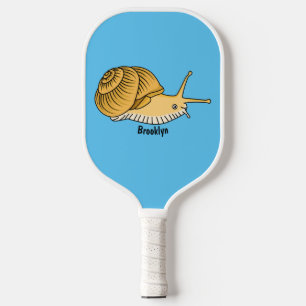 Cute yellow snail cartoon illustration  pickleball paddle