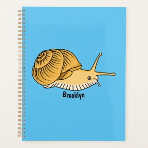 Cute yellow snail cartoon illustration planner