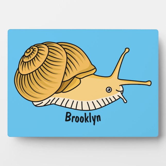 Cute yellow snail cartoon illustration plaque (Front)