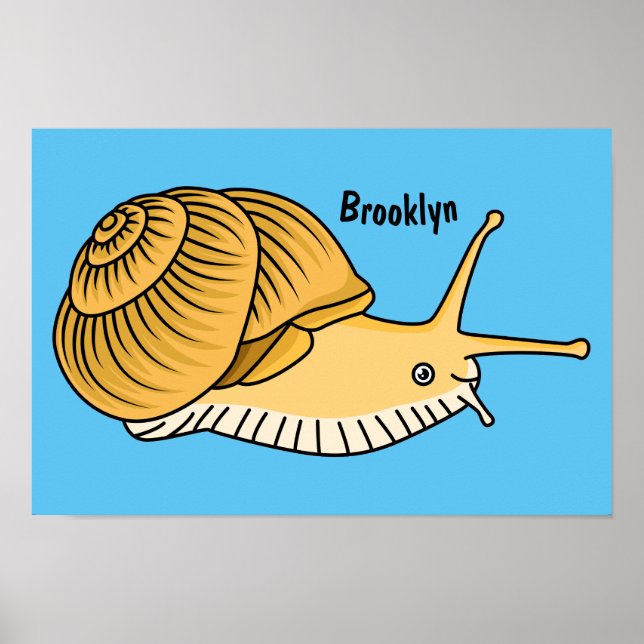 Cute yellow snail cartoon illustration poster (Front)