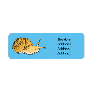 Cute yellow snail cartoon illustration return address label