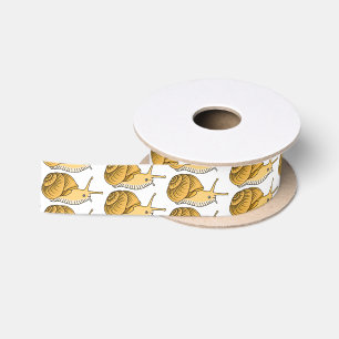 Cute yellow snail cartoon illustration satin ribbon