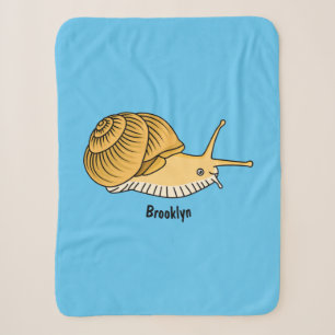 Cute yellow snail cartoon illustration  sherpa blanket
