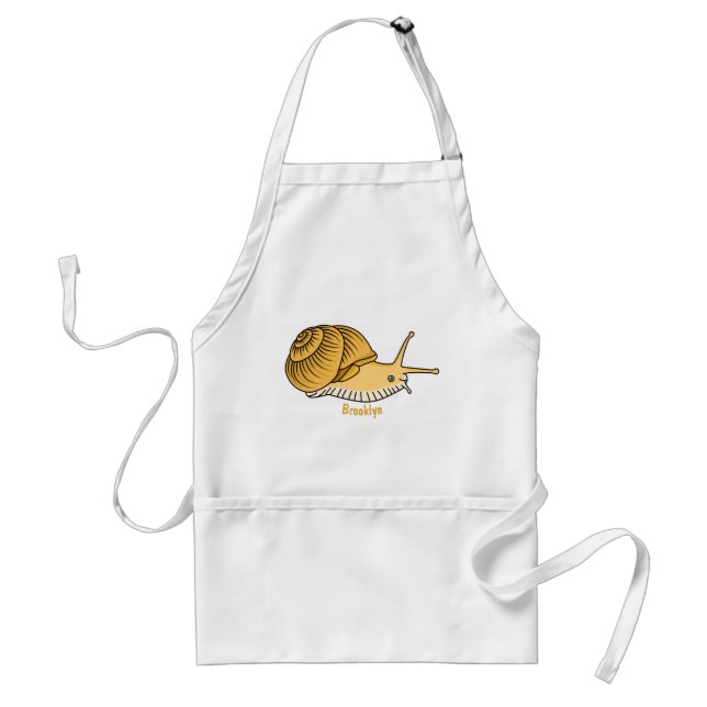 Cute yellow snail cartoon illustration standard apron (Front)