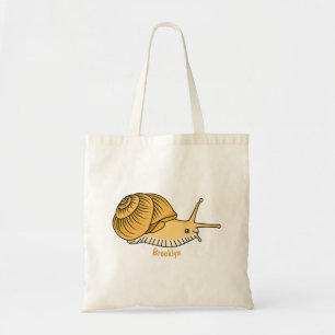 Cute yellow snail cartoon illustration  tote bag