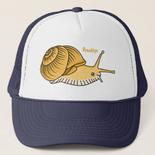 Cute yellow snail cartoon illustration trucker hat