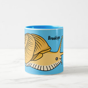 Cute yellow snail cartoon illustration Two-Tone coffee mug