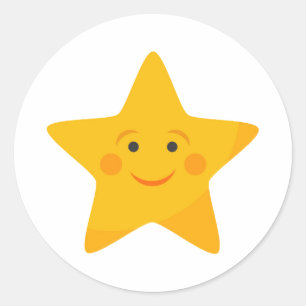Cute yellow star classic round sticker