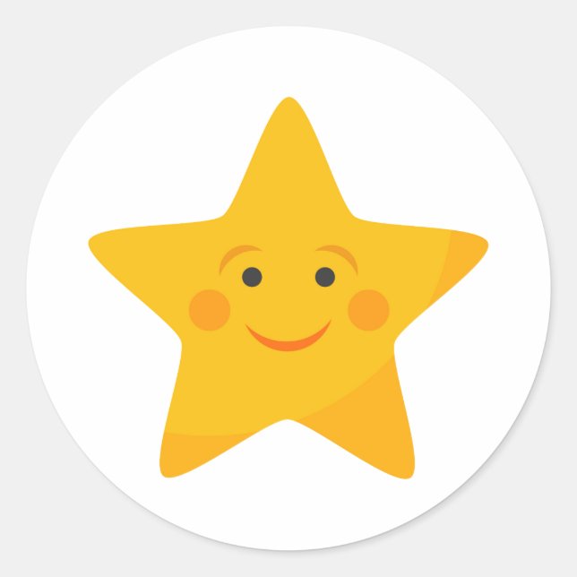 Cute yellow star classic round sticker (Front)