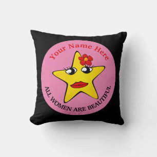 Cute yellow star Girl Power women are beautiful Cushion