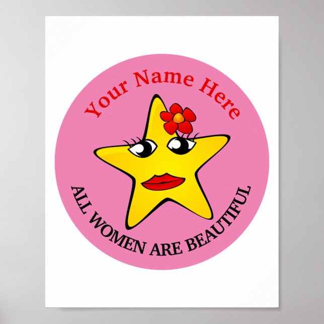 Cute yellow star Girl Power women are beautiful Poster (Front)