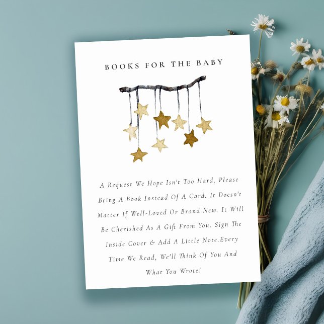 Cute Yellow Star Mobile Books for Baby Shower Enclosure Card (Creator Uploaded)
