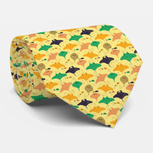 Cute yellow sting ray and manta ray fish pattern tie