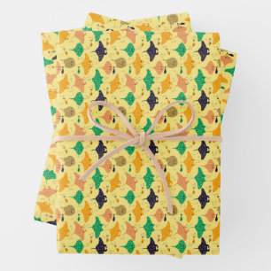 Cute yellow sting ray and manta ray fish pattern wrapping paper sheet
