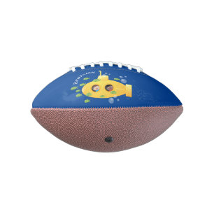 Cute yellow submarine fish cartoon illustration football
