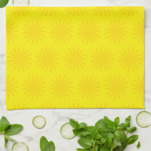 Cute yellow sun pattern modern happy fun bright tea towel