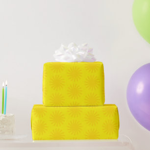 Cute yellow sun pattern modern happy fun bright wrapping paper