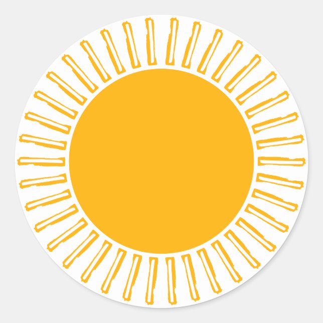 Cute yellow sun rays blank modern happy fun classic round sticker (Front)