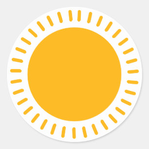 Cute yellow sun rays sunny happy fun blank modern classic round sticker