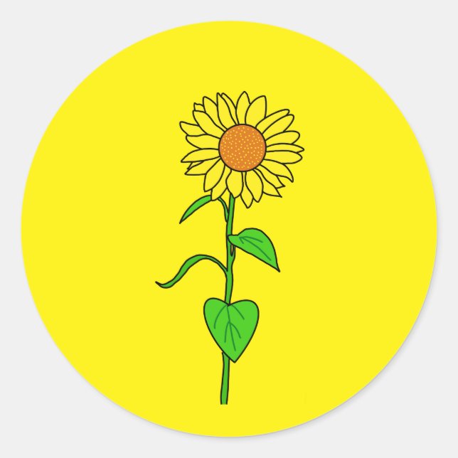 Cute yellow sunflower for nature lover classic round sticker (Front)