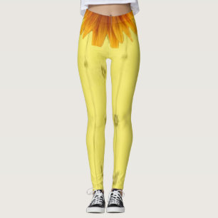 Cute Yellow Sunflower Leggings Long