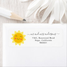 Cute Yellow Sunshine Baby Shower Return Address