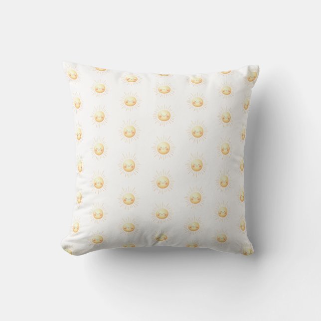 Cute Yellow Sunshine Boho Whimsical Kids Nursery Cushion (Front)