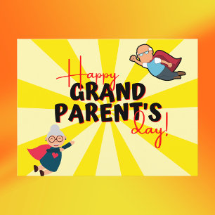 Cute Yellow Superhero Grandparents Day Postcard