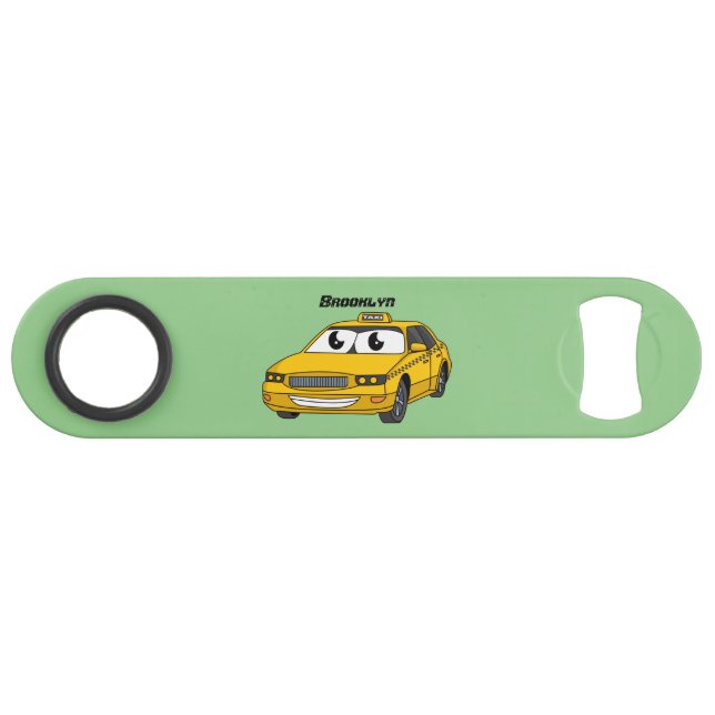 Cute yellow taxi fun cartoon illustration (Front (Horizontal))