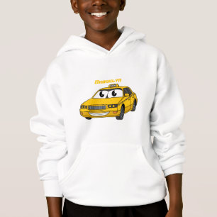 Cute yellow taxi fun cartoon illustration