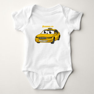 Cute yellow taxi fun cartoon illustration baby bodysuit