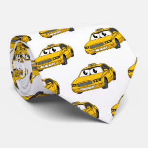 Cute yellow taxi fun cartoon illustration tie