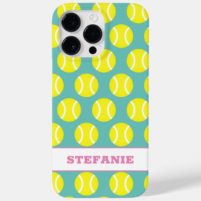 Cute yellow tennis ball pattern personalised Case-Mate iPhone case (Back)