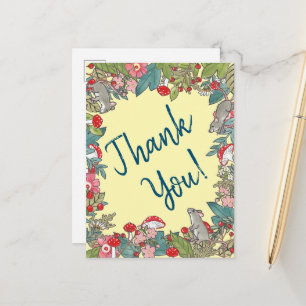 Cute Yellow Thank You Mice Mouse Woodland Postcard