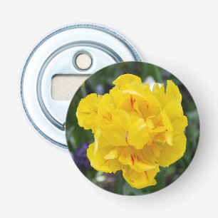 Cute yellow tulips in the garden bottle opener