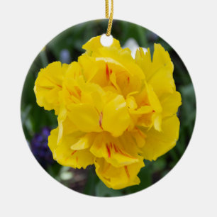 Cute yellow tulips in the garden ceramic ornament