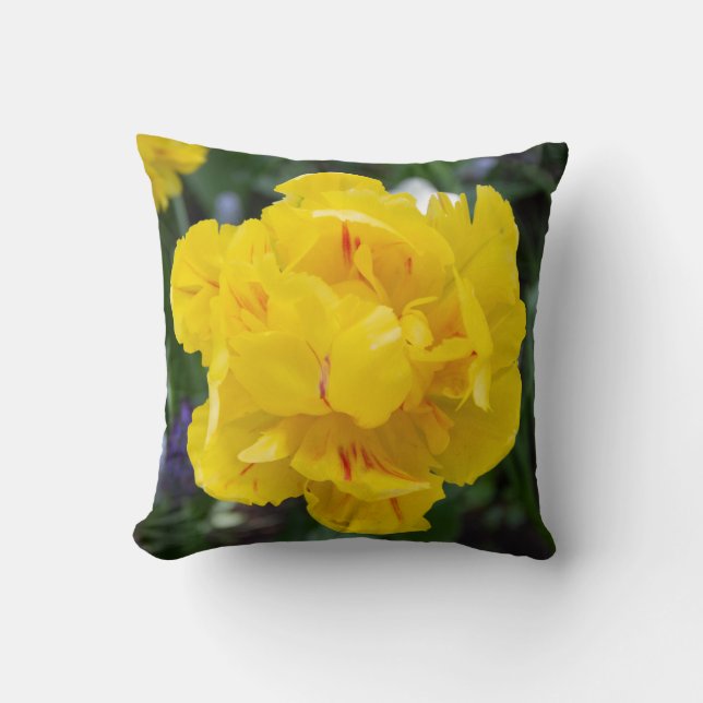 Cute yellow tulips in the garden cushion (Front)