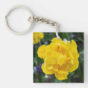 Cute yellow tulips in the garden key ring