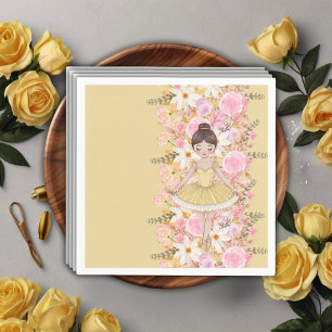 Cute Yellow Tutu Ballerina Butterflies Baby Shower Napkin